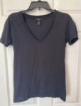 New A New Day Women's Black Short-Sleeve V-Neck T-Shirt