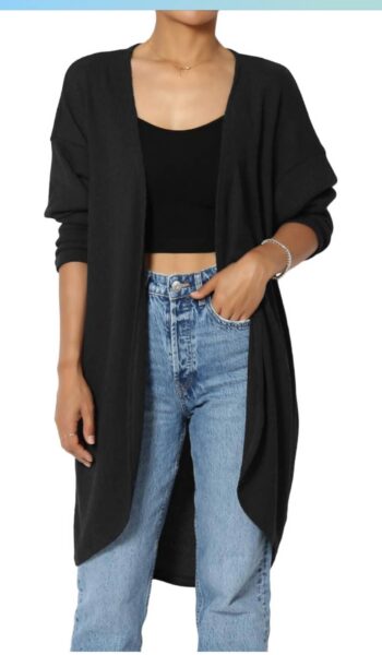 TheMogan All Seasons Staple Ribbed Knit Dolman Long Sleeve Open Front Cardigan Sweater