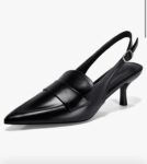 Coutgo Womens Pumps Slingback Kitten Heels Closed Pointed Toe Loafers Splicing Vintage Office Dress Shoes