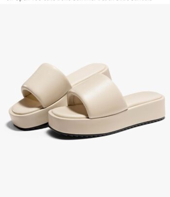 Coutgo Womens Platform Sandals Raffia Espadrilles Slip on Open Toe Cute Boho Summer Beach Slide Sandals