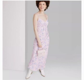 Women's Ruched Front Maxi Slip Dress - Wild Fable Pink Floral