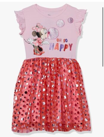 Disney Minnie Mouse Ruffle Sleeve Tulle Dress-Girls