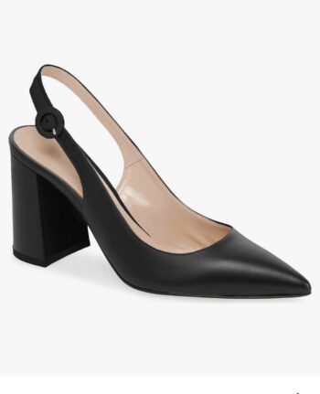 Women's Pointed Toe Block Heel Pumps Slingback Chunky Heel Slip On Work Party Dress Shoes