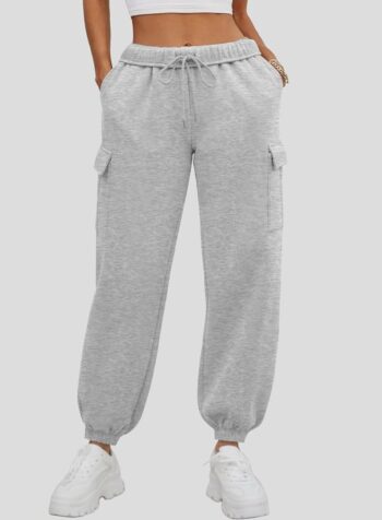 women grey cargo sweatpants