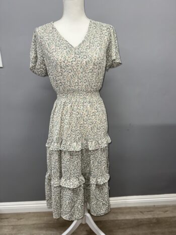 Monteau Short Sleeve Tiered Ruffle Midi Dress