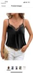 Ekouaer Women's Satin Camisole Lace Silk Satin Pajama Tank Tops V Neck Soft Spaghetti Strap Loose Sleepwear