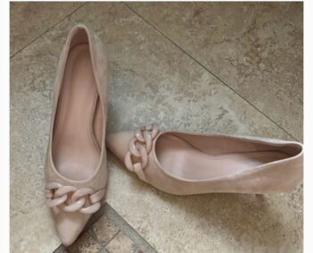 Womens Stiletto High Heels Pumps Cl ... Wedding Pump Shoes with Chain Nude