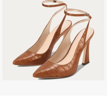 Reoplty Womens Closed Toe Ankle Strap Heels Pointed Toe Pumps Shoes Slingback High Heel Wedding Dress Shoes