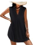 Halife Womens Sleeveless Swimsuit Coverup V Neck Bathing Suit Cover Ups Summer Swimwear Bikini Beach Cover Up Dress