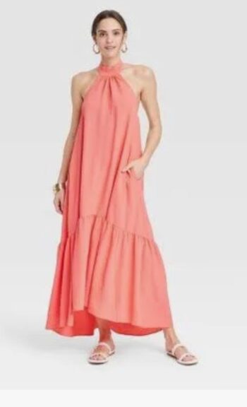 New Day Women's Halter Hi-Lo Midi Dress