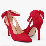 COLETER Womens Bow Knot High Heels Pointed Toe Stiletto Ankle Strap D'Orsay Pumps Bow Evening Dress Shoes