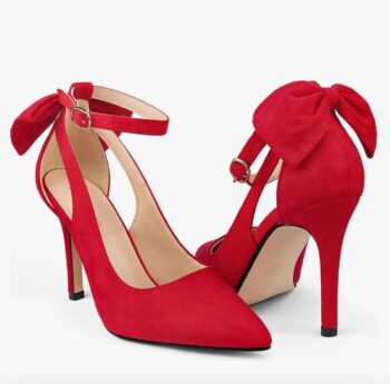 COLETER Womens Bow Knot High Heels Pointed Toe Stiletto Ankle Strap D'Orsay Pumps Bow Evening Dress Shoes