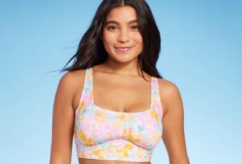 Floral print swim top