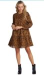 Mud Pie Brown Leopard Winnie Tiered Dress (Medium)