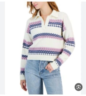 Hippie Rose Juniors' Fair Isle ...Collared Long-Sleeve Sweater -