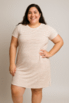 New Buffalo David stripe short sleeve cotton blend dress.