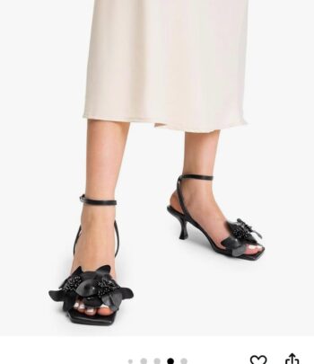 DREAM PAIRS Women's Flower Wedding Heels Cute Square Toe Slingback Low Kitten Heels Sandals with Ankle Strap