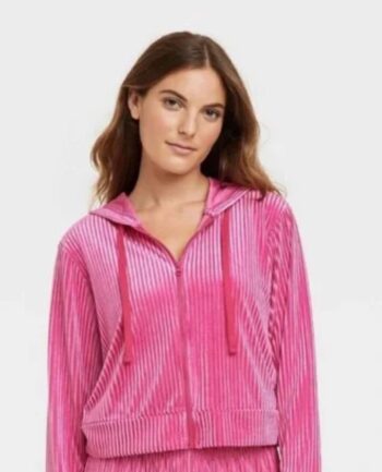 Women's Velvet Zip-Up Hooded Sweatshirt - Colsie