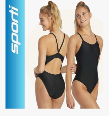 Sporti Thin Strap Athletic One Piece Swimsuit for Women - Solid Bathing Swimsuits for Competiton - Multi Color Selection