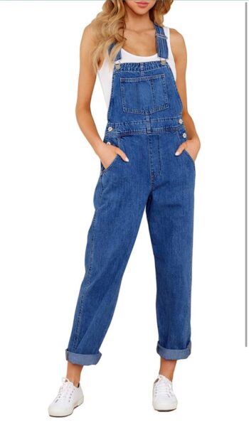 luvamia Women's Casual Stretch Adjustable Denim Bib Overalls Jeans Pants Jumpsuits