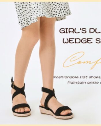 Coutgo Girls Wedge Sandals Cross Strap Espadrille Platform Open Toe Summer Shoes Toddler Little Big Kid