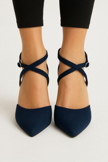 Womens Dress Suede Fashion Ankle Strap Pointed Toe Wedding Buckle Kitten