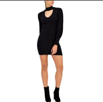 Black high neck dress