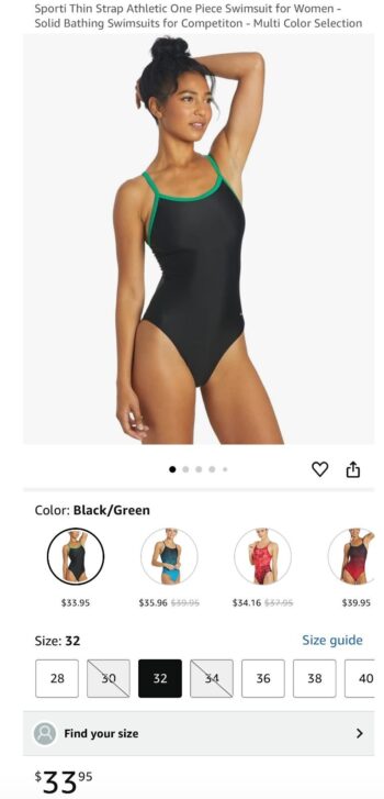 Sporti Thin Strap Athletic One Piece Swimsuit for Women - Solid Bathing Swimsuits for Competiton - Multi Color Selection