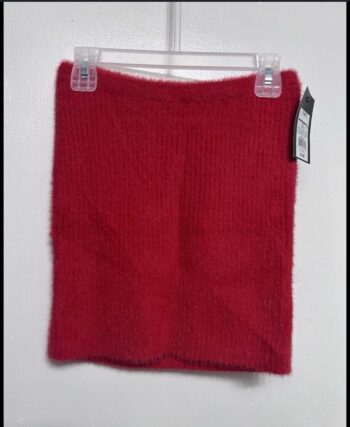 Art Class Girls' Ribbed & Fuzzy Super Soft Sweater Pencil Red Skirt