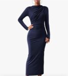 BTFBM Women Bodycon Maxi Dress Long Sleeve Back Slit Ruched Elegant Party Cocktail Formal Spring Wedding Guest Dresses