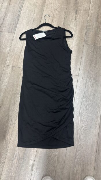 Basic black dress with rushing on the side