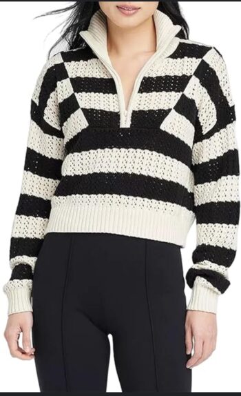 Black and cream knit sweater