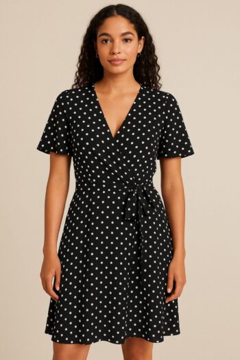 Black and white v neck dress with detail