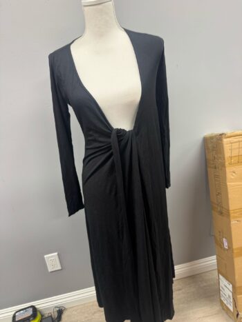 Black cotton tie dress