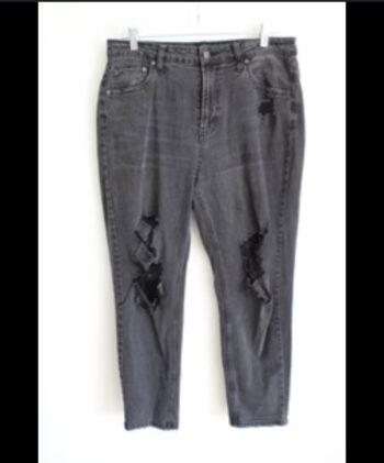 Black washed ripped jeans