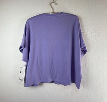 Blair Top womens Purple Scalloped V Neck Tee Cotton Blend Top Basic Solid