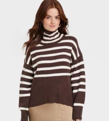 Brown and white Turtle neck