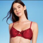 Burgundy swim top with detail