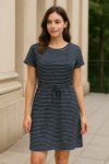 Hilary Radley Women's Short Sleeve Navy Blue Striped Lounge