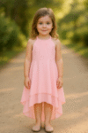Pink long to short dress