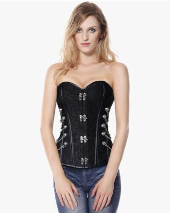 Charmian Women's Spiral Steel Boned Steampunk Gothic Bustier Corset with Chains