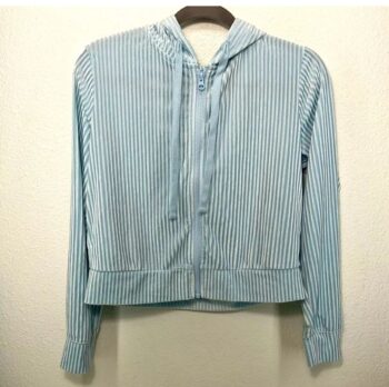 Colsie womens Ribbed Velour Jacket Lightweight Powder Baby Blue soft full zip