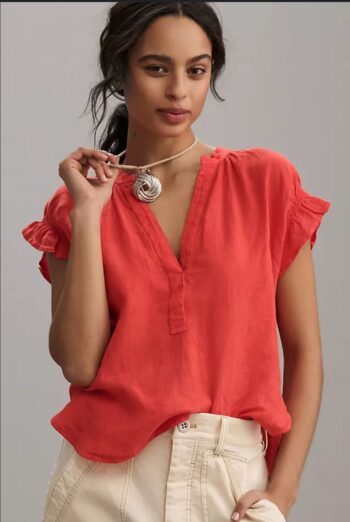 Coral rushed top