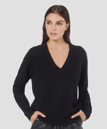 Drop Women's Edith Pleated Shoulder V-Neck Sweater