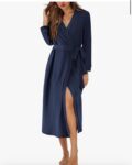 Ekouaer Waffle Robes for Women Long Knit Bathrobe Lightweight Kimono Spa Robe Soft Loungewear with Pockets