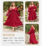 Eytino Plus Size Dress for Women Long Sleeve Sweetheart Neck Ruffle Long Maxi Dresses