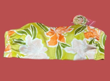 Floral swim top green white orange