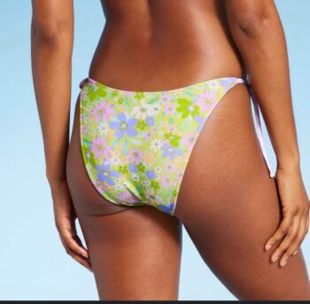 Green and purple floral bikini