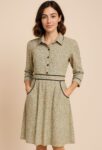 Green black detail dress