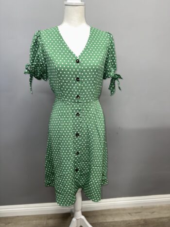 Monteau Polka Dot Dress Green & White